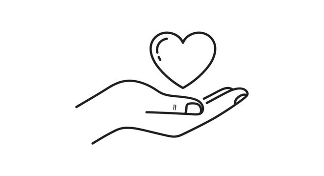 Hand holding heart, symbol of love, care, and support isolated on
