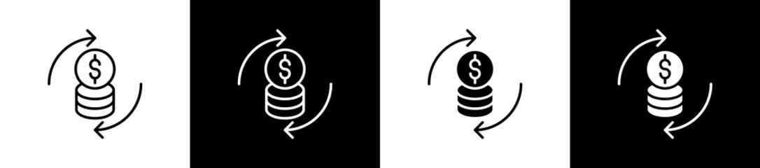 Life Cycle icon set in line and glyph style on black and white background