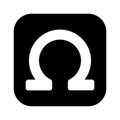 Omega greek icon. Vector image