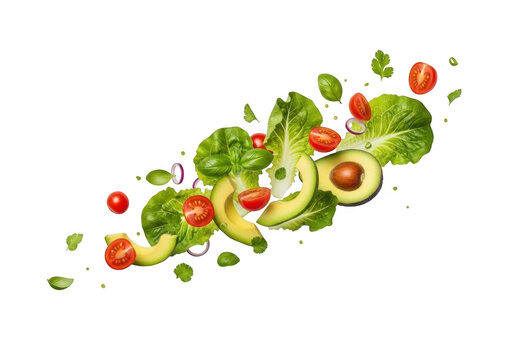 Fresh avocado and cherry tomato salad ingredients artfully arranged for a healthy meal transparent background