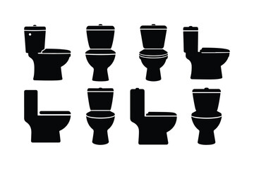 Toilet Silhouette Vector Icon Collection