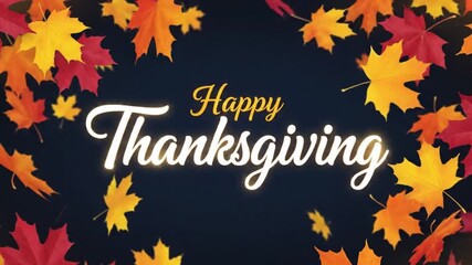 Happy thanksgiving greetings with fall leaves background for thanksgiving day celebration - Powered by Adobe