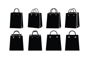Shopping Bag Silhouette Vector Icon Set