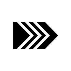 Forward right pointing triple arrow icon, a sleek modern graphic symbol illustrating progress, speed, next, play, and digital advancement concept