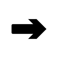 Clean and minimalistic black arrow icon pointing right on a pristine white background, perfect for indicating direction, progression, next steps, and navigation in various digital and print designs.