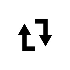 Refresh and update icon featuring two black arrows creating a circular motion on a clean white background, symbolizing reload and exchange.