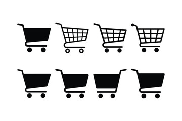 Shopping Cart Silhouette Vector Icon Set