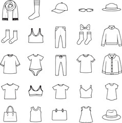 hand drawn clothing and accessories icons