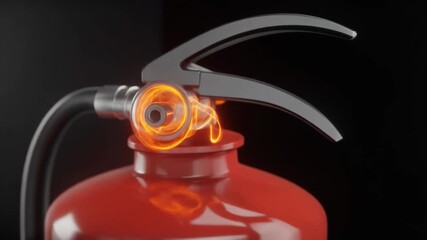 Fire extinguisher safety pin glows orange, highlighting emergency preparedness concept