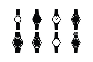 Wristwatch Silhouette Vector Icon Set