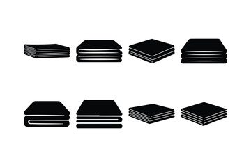 Folded Towel Silhouette Vector Icon Set