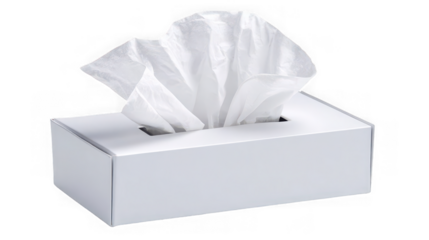 Box of tissues isolated on transparent background, ready for cold and flu season