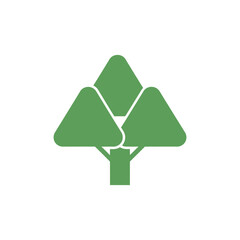 Stylized green tree stands alone against a white backdrop, representing nature and simplicity in a minimalist and modern style.