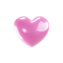 Obraz premium Glossy Pink Heart Shape. Symbol Of Love And Affection In 3D Design Isolated On Transparent Background