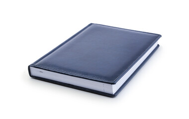 Blue diary isolated on white.