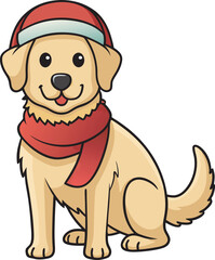 A santa clause hat cute Dog breed vector outline vector art Illustration 4