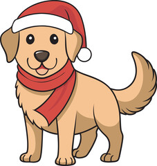 A santa clause hat cute Dog breed vector outline vector art Illustration 3