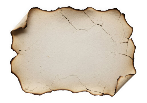 Old burnt paper cracked texture isolated on transparent background - Powered by Adobe