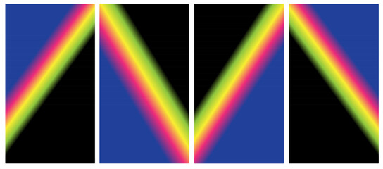 Abstract geometric pattern with vibrant diagonal lines and gradient colors on a dark background