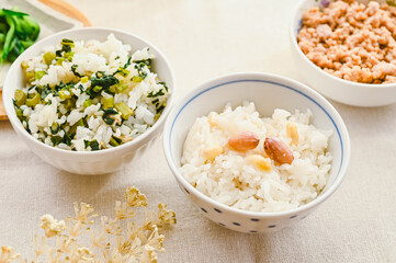 菜めしとピーナッツご飯　