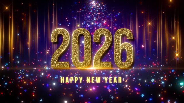 glittering happy new year 2026 celebration video