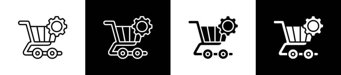 Procurement icon variations in line and glyph style on black and white background