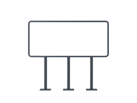 Billboard with blank white space for text, isolated on transparent background
