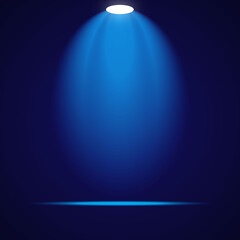 Blue spotlight stage, smoky backdrop