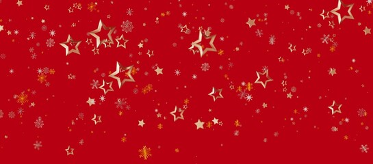 Elegant red backdrop featuring golden stars and snowflakes, perfect for holiday greetings and festive designs. Ideal for Chr © vegefox.com
