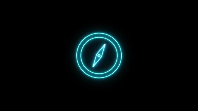 Compass icon isolated on transparent background ,neon Compass icon ,4K Video motion graphic animation.
