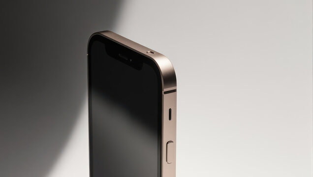 Side View of a Gold iPhone on a White Background.