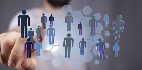 Concept of digital networking human connection, business and communication. Abstract image of people connected