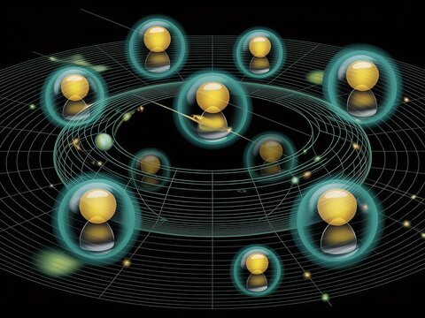 Abstract network of glowing people icons connected in a digital sphere - Powered by Adobe