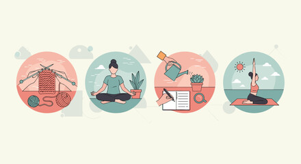 Find calm with mindful activities like knitting, meditation, journaling, and yoga for a balanced, inspired lifestyle