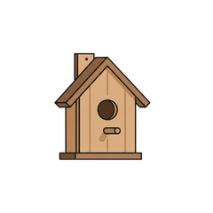 A cute wooden birdhouse isolated on transparent background for small birds to live
