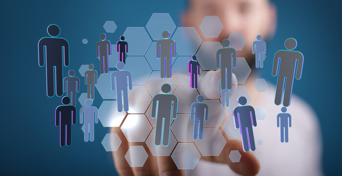 Abstract image representing digital human network, teamwork, and connectivity. Illustrating futuristic concepts - Powered by Adobe