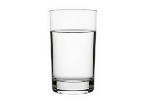 Glass of clear water, isolated on transparent background