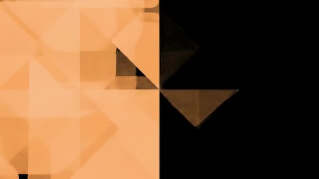Abstract composition of intersecting peach shapes and a black background with rounded corners
