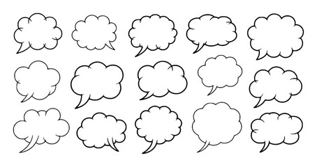 Collection of Hand-Drawn Speech Bubbles and Thought Clouds