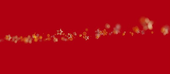 Christmas background with bokeh stars and snowflakes on red. Perfect for holiday designs, greeting cards, and festive projects.