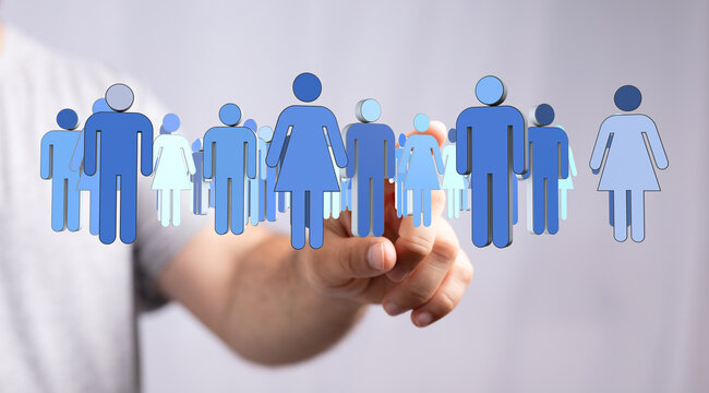 Symbolic image of connection, teamwork and community featuring human figures and hand. Ideal for illustrating concepts like networking and socia