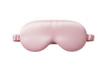 A soft pink satin sleep mask for eye comfort, isolated on transparent background