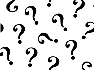 Seamless Pattern of Black Question Marks on a White Background