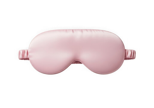 A soft pink satin sleep mask for eye comfort, isolated on transparent background