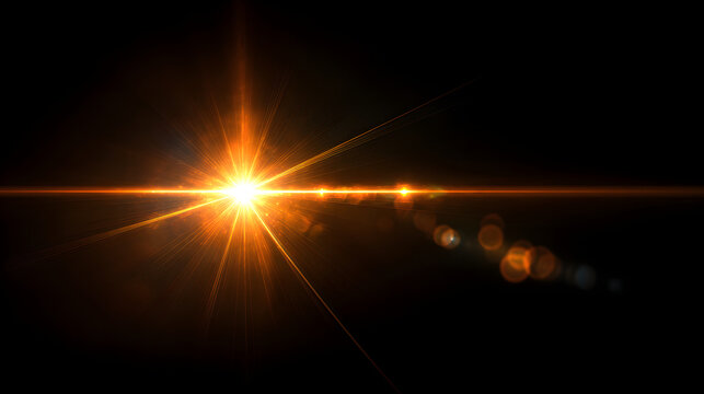 Bright orange sun light ray lens flare effect