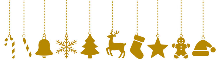gold christmas hanging ornament icons