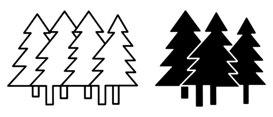 christmas tree silhouette icon set