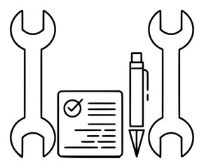 Tools, Checklist, and Pen A Symbol of Work and Planning