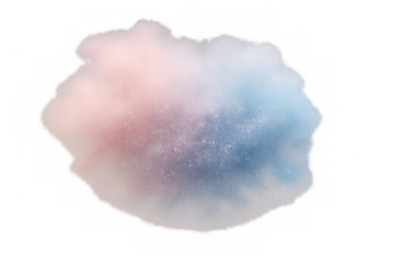 Fluffy cotton candy cloud texture with pastel pink and blue colors on a transparent background, soft abstract design