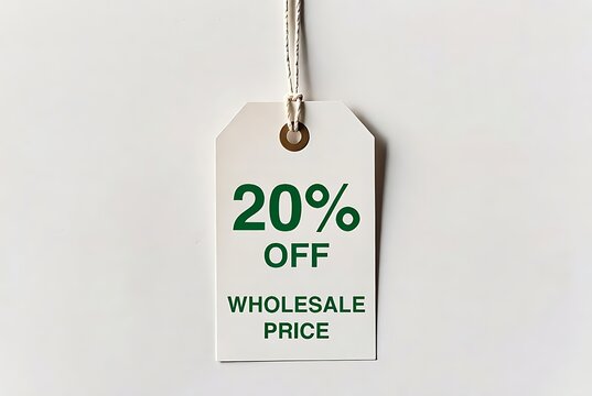Grab a great deal with 20% off on wholesale prices shown on this tag, perfect for advertising sales, promotions, and discounts on your products today